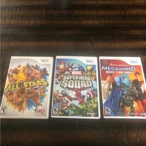 Nintendo Wii THQ Game Bundle: WWF All Stars, Marvel Super Hero Squad & Megamind.